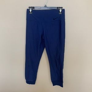 Nike dry fit navy leggings with mesh black stripe on sides